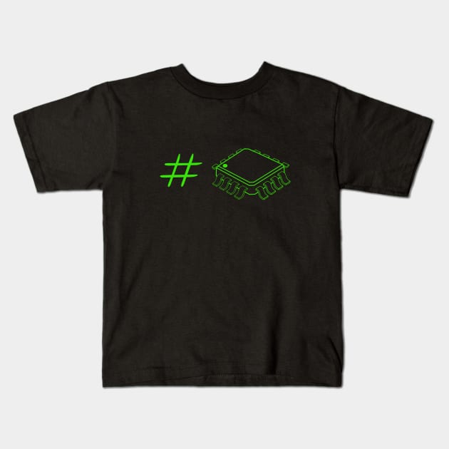 Funny design with electronic hashtag Kids T-Shirt by manwel_ds